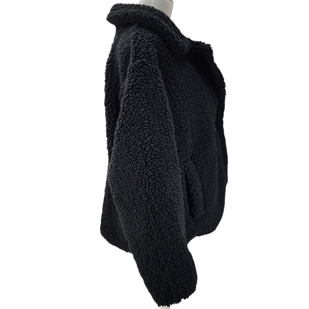 New Time and Tru Womens XL Teddy Faux Shearling Black Popcorn Fleece Jacket Coat - Picture 6 of 16